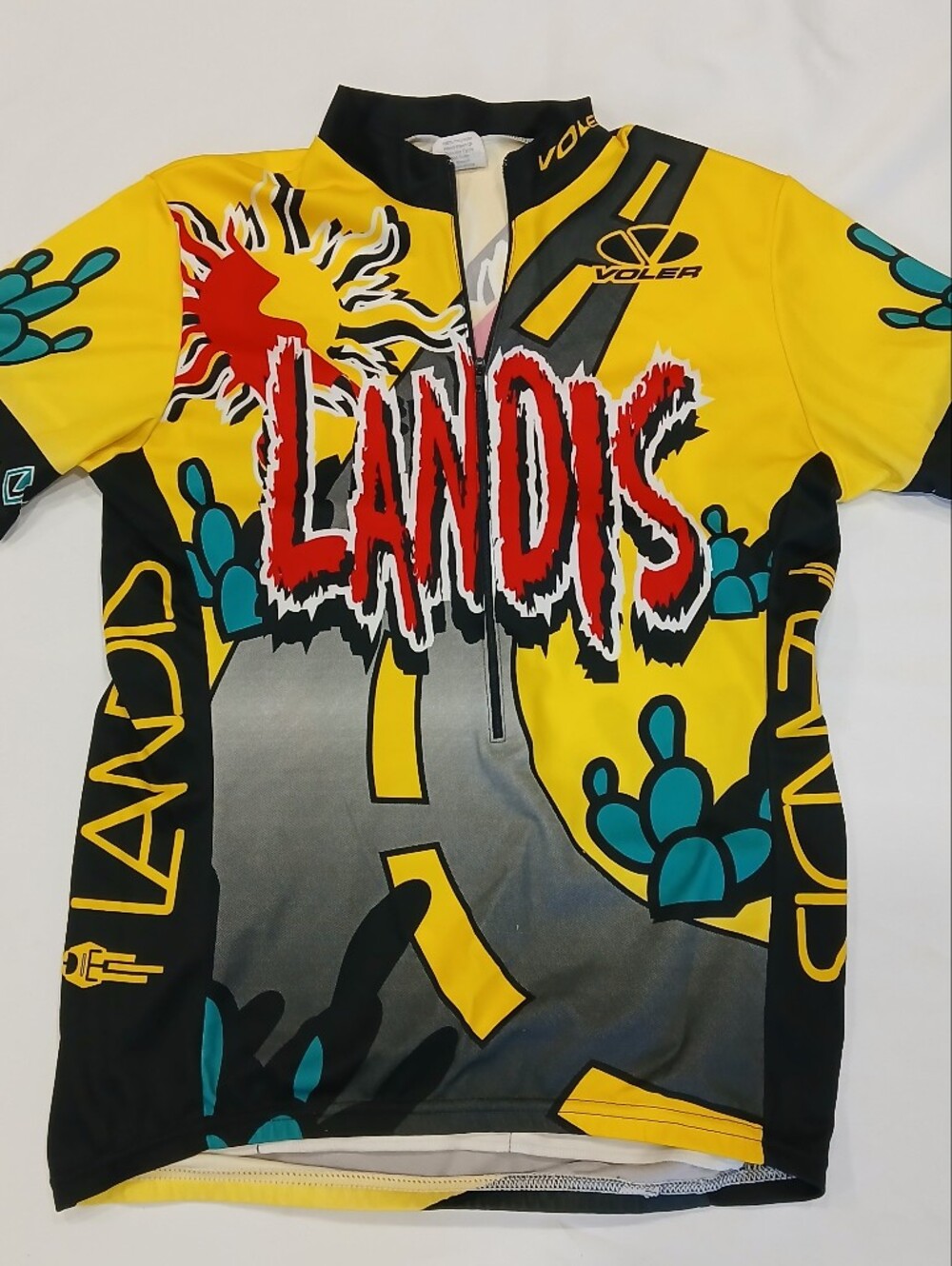 Vintage Voler Men's Medium Short Sleeve Landis Cyclery Jersey Outdoors Athletic